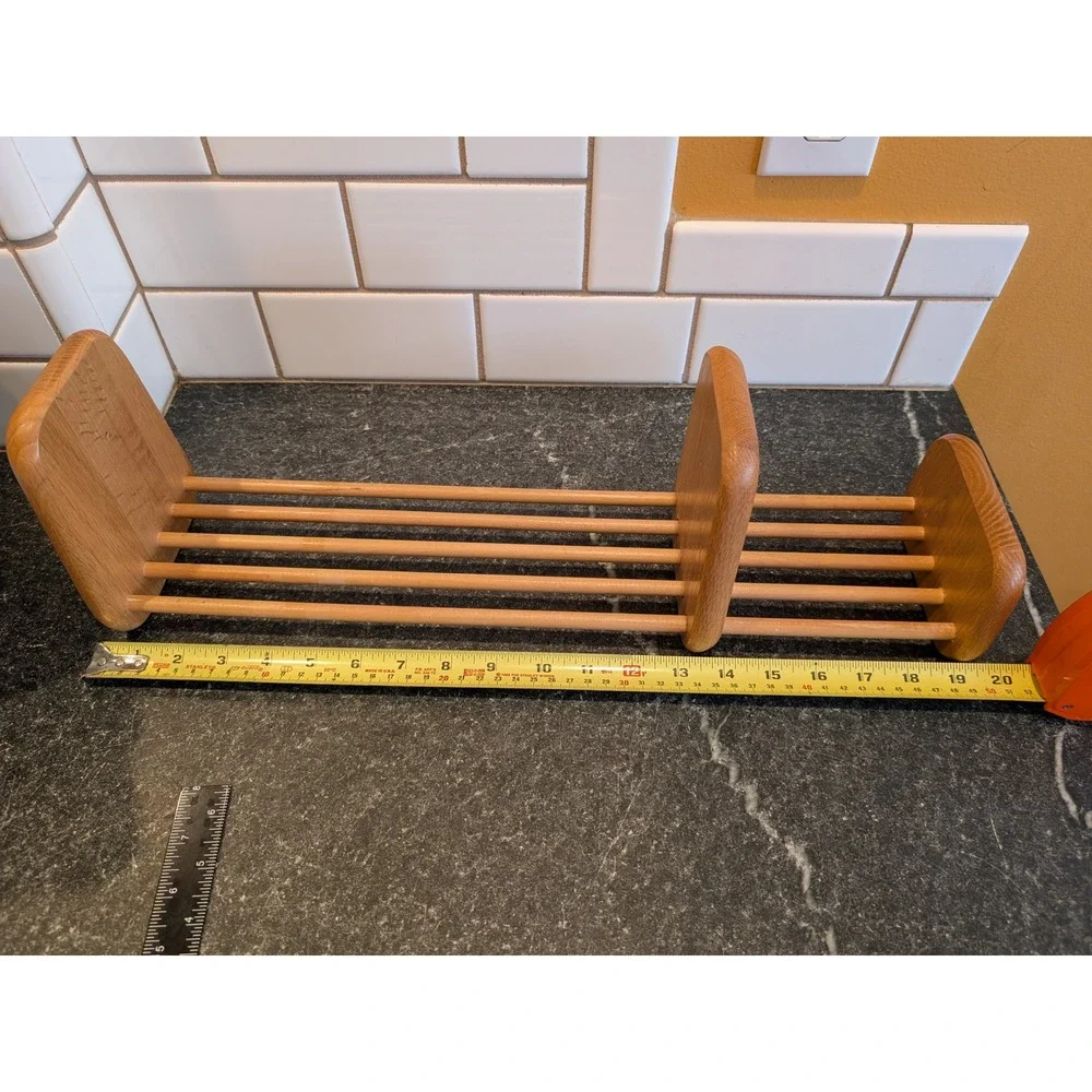 Vintage Wood Adjustable Desktop Bookshelf Sliding Divider Expandable Book Rack